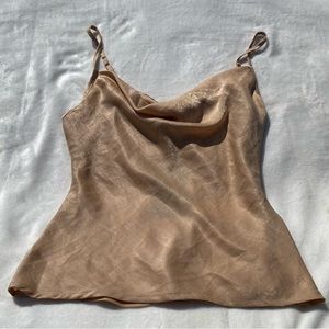 Pretty little things champagne and hammered satin cowl cami